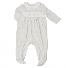 G13022: Baby Unisex Smocked Velour All In One (0-6 Months)